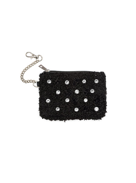 Black Crystal Key Chain Pouch